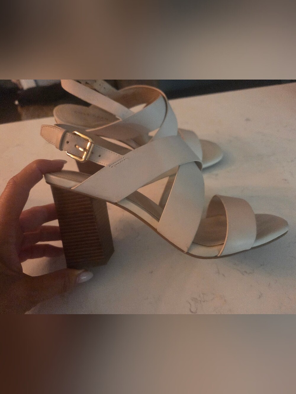 Cole Hahn  Neutral Block Heel Strappy Sandals